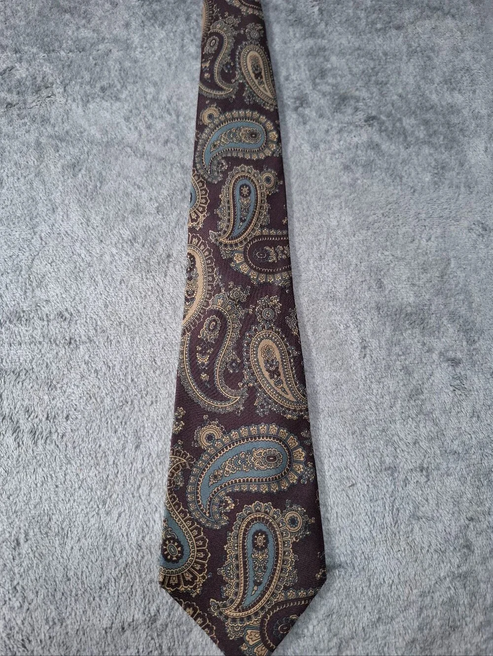Brioni Italy 100% Silk Tie Burgundy Teal Paisley Men's Luxury Necktie Classic